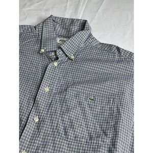 Lacoste Made in‎ France Plaid Check Button Down Long Sleeve Shirt Mens